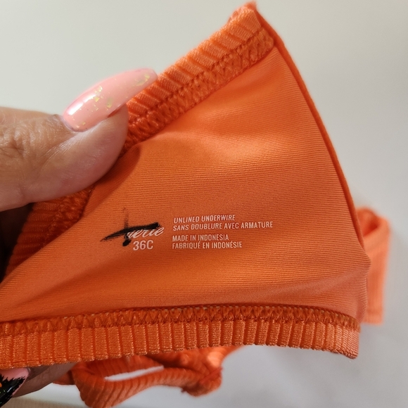 Aerie Shine Ribbed Orange Underwire Bikini Swim Swimsuit Top Size 36C New Beach - Picture 5 of 6